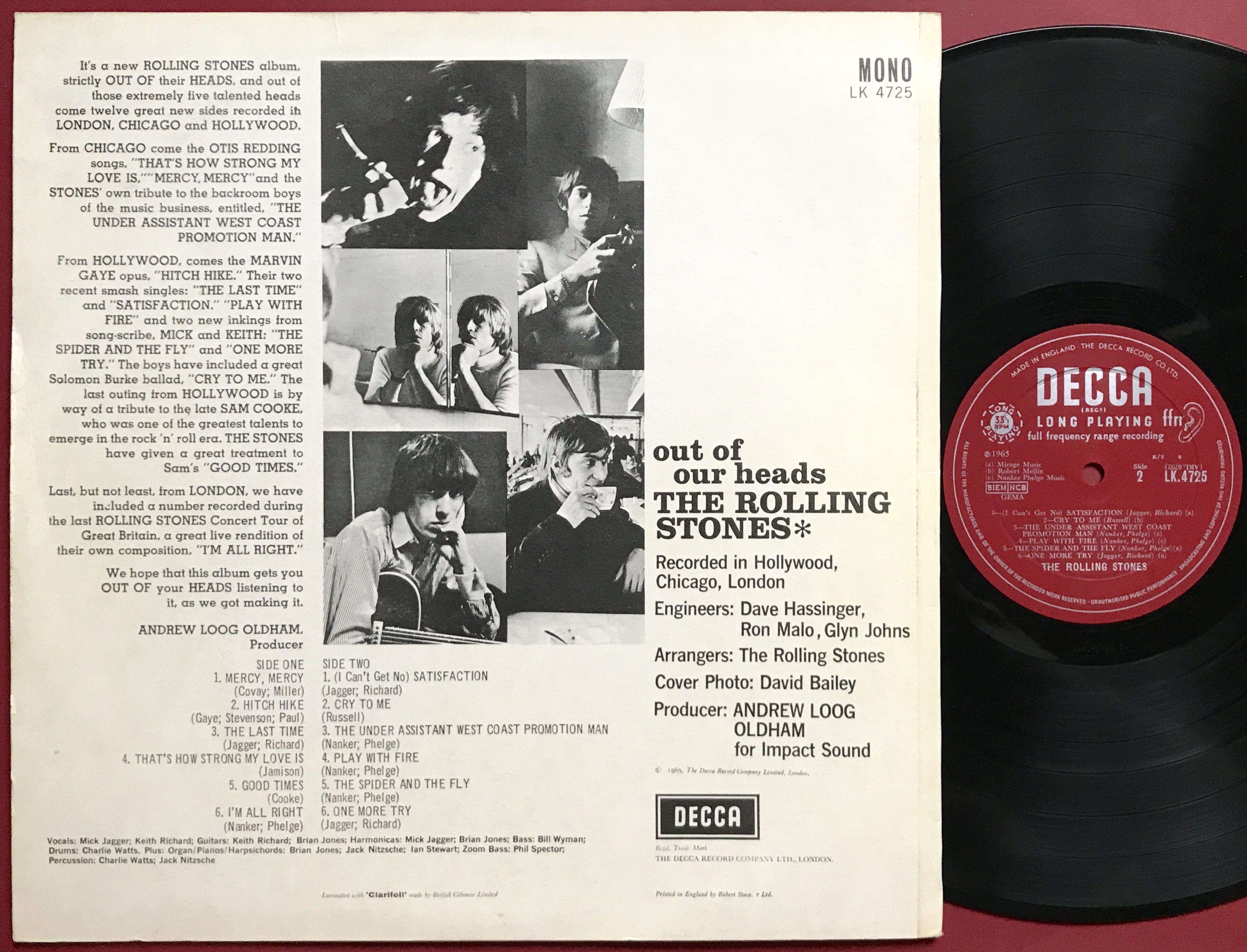 Nostalgipalatset ROLLING STONES Out of our heads UKoriginal LK 4725 Mono EXPORT LP 1965