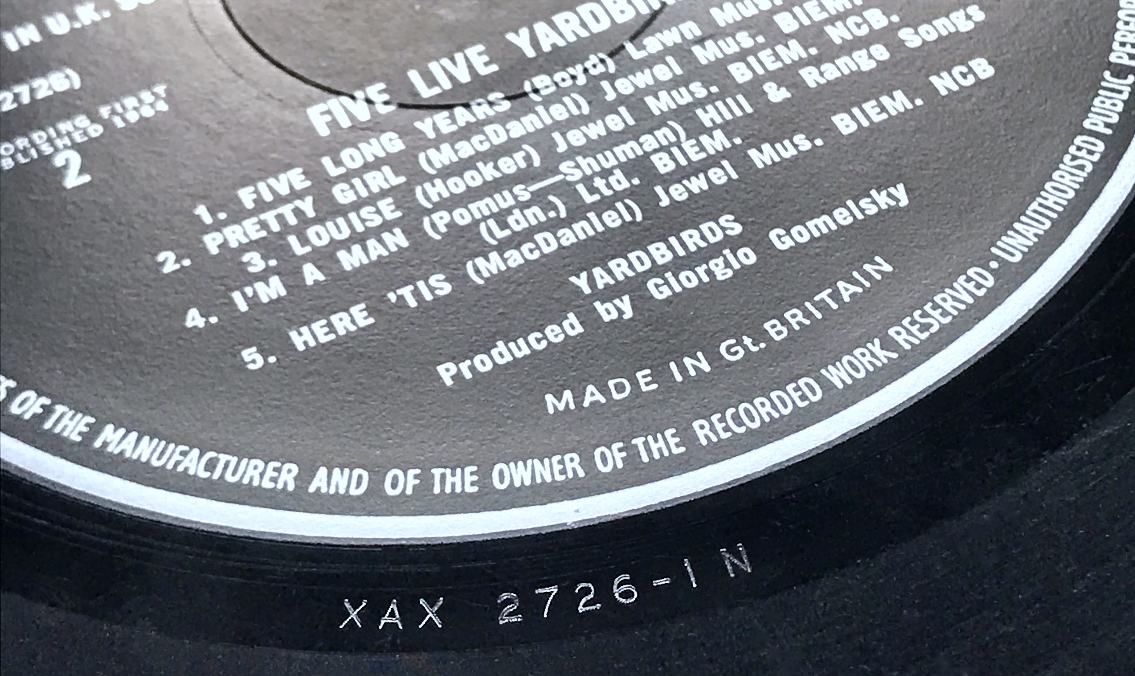 Nostalgipalatset YARDBIRDS Five live UKorig LP 1964