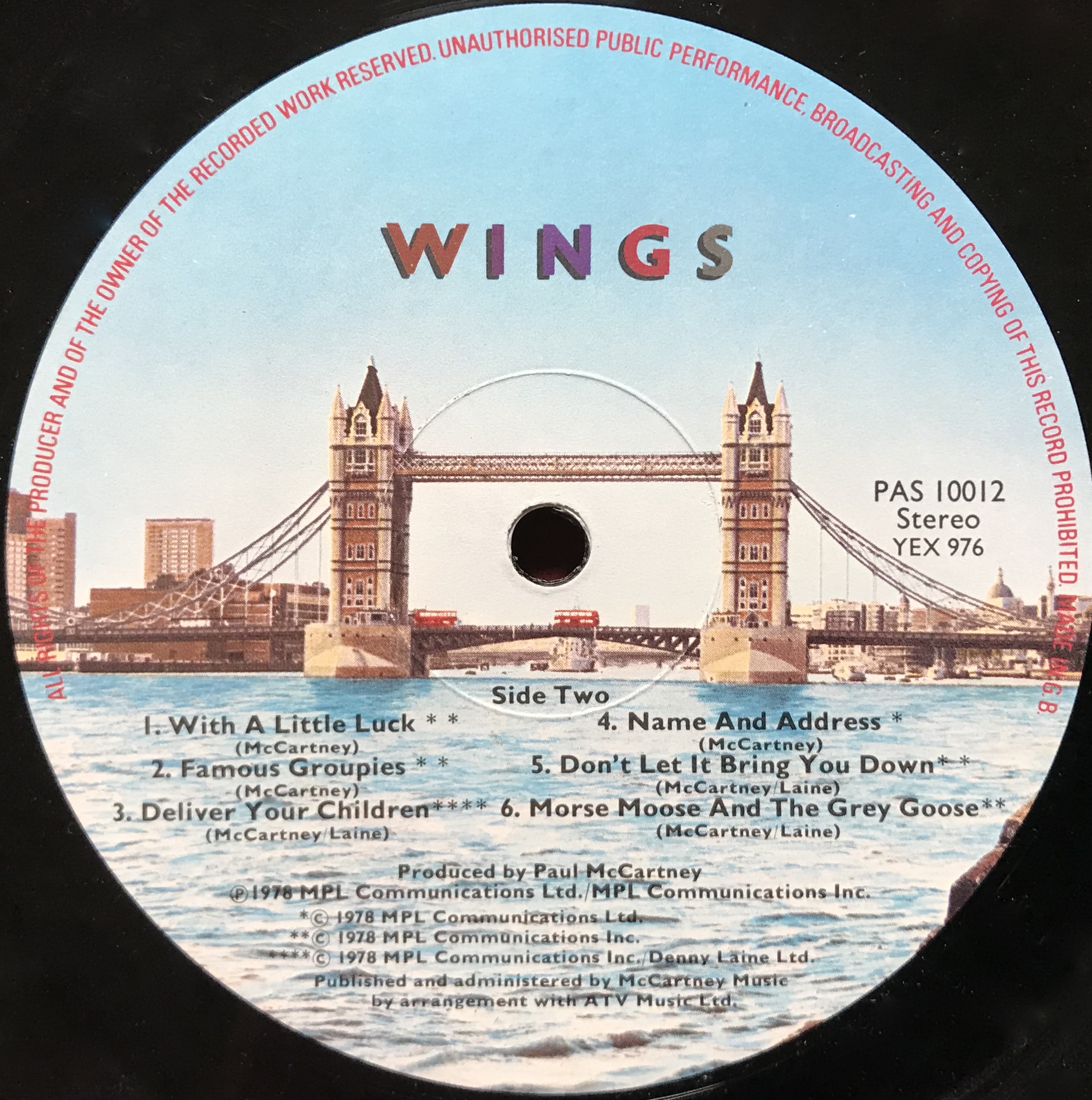 Nostalgipalatset - WINGS - London town UK-orig LP 1978