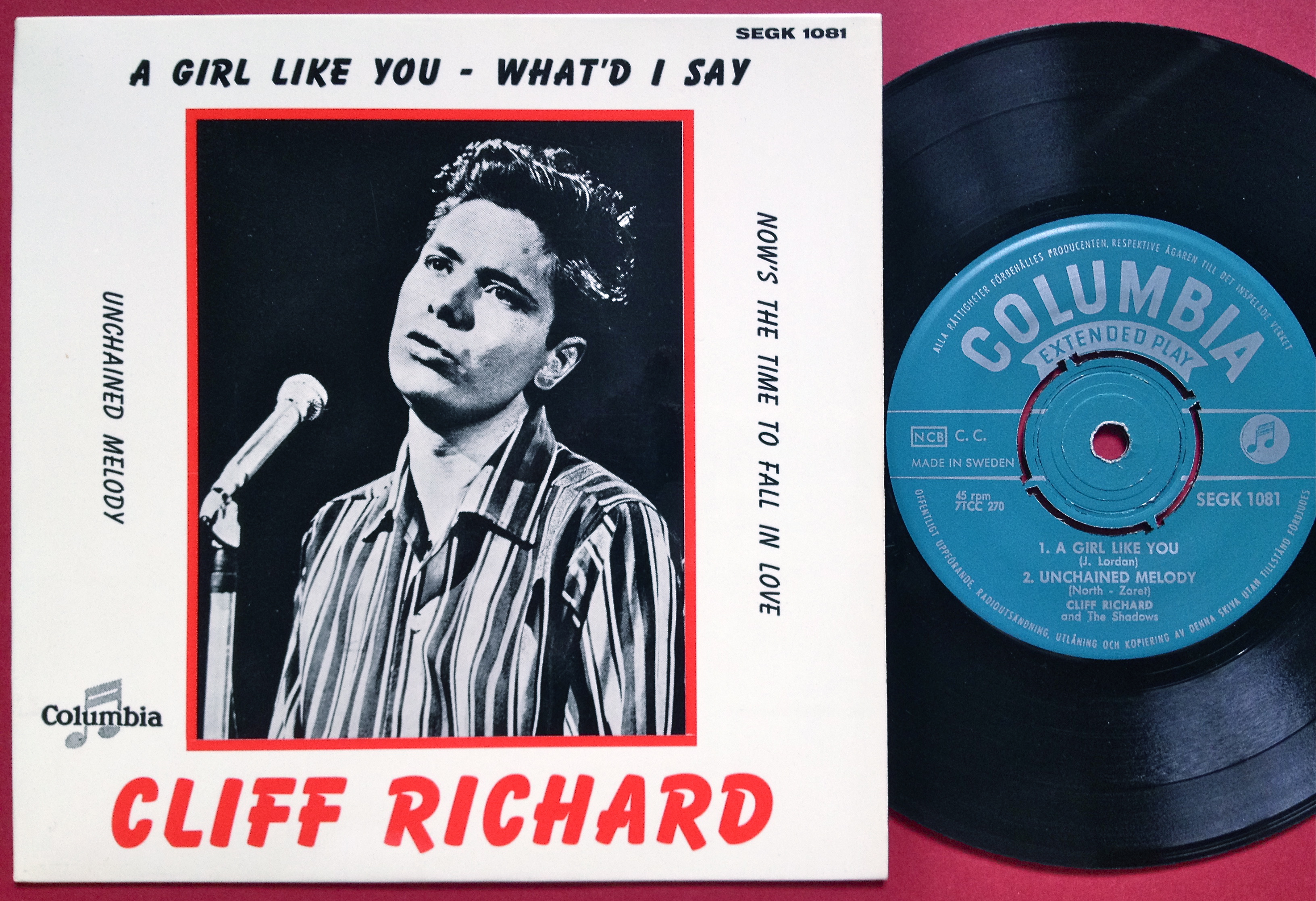 Nostalgipalatset CLIFF RICHARD & SHADOWS A girl like you +3 Swe EP 1961