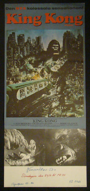 KING KONG JESSICA LANGE JEFF BRIDGES Daybill year 1976 orig 30 x 70
